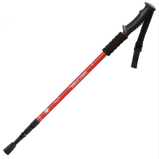 NECASIL Three-section Aluminum Alloy Straight Handle Retractable Trekking Trekking Pole, Three-section (Black), Three-section (Red), Three-section (Blue), Three-section (Silver)