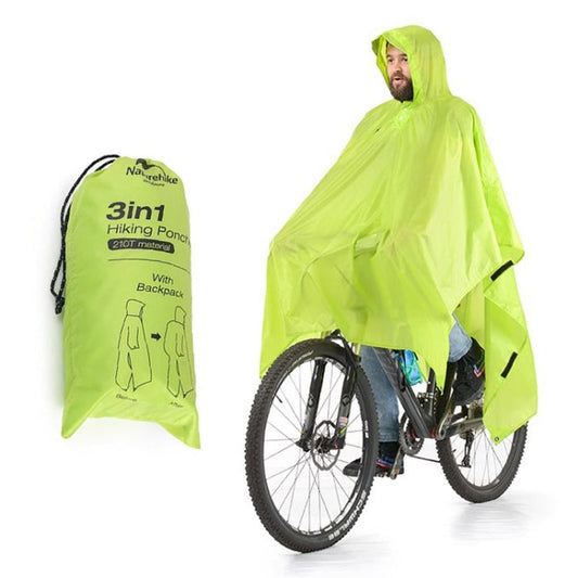 Naturehike 210T Plaid Outdoor Rain Poncho 3 In 1 Canopy Riding Travel Portable Backpacking Raincoat(Blue)