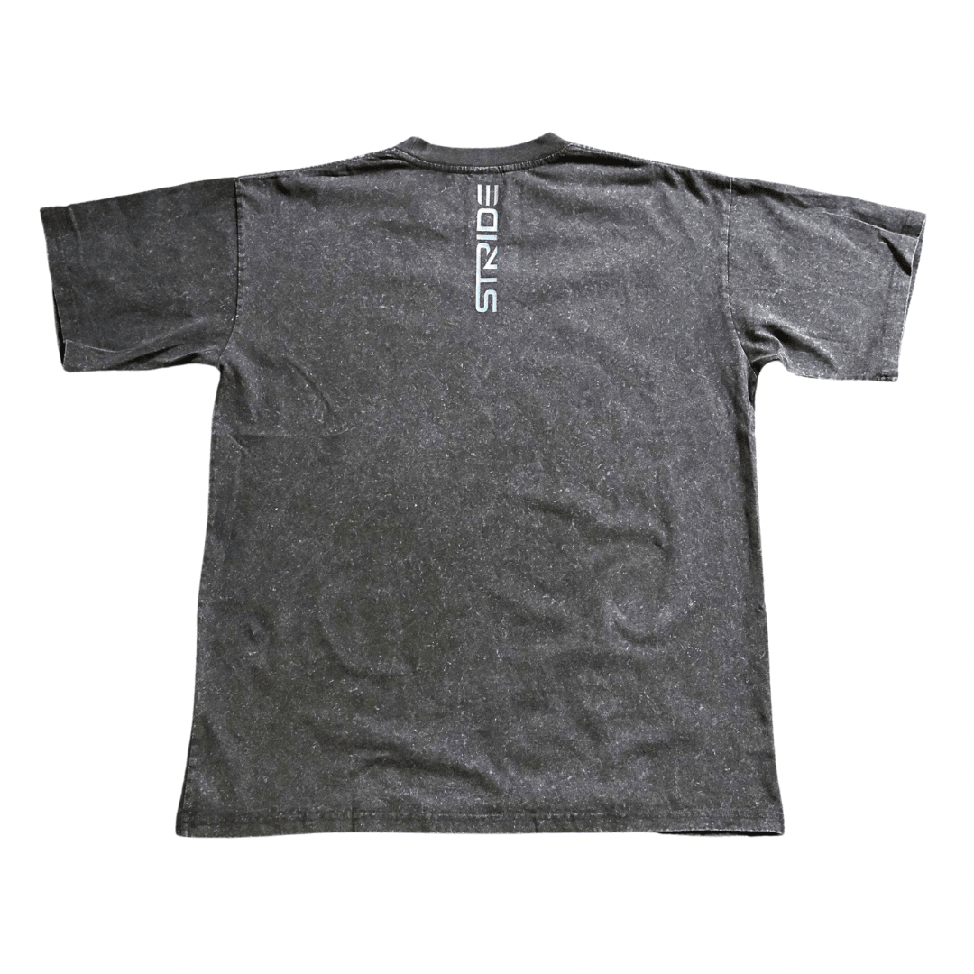 Washed grey cotton drop shoulder tee back view