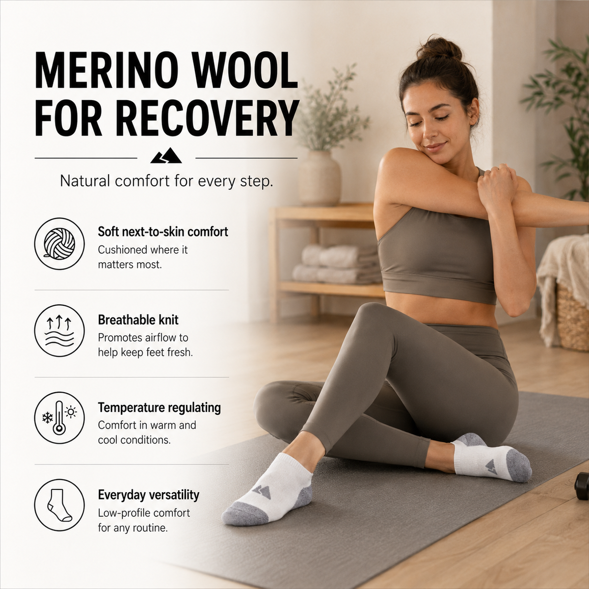 Merino Wool Ankle Socks - Running Active Thermal & Breathable Unisex