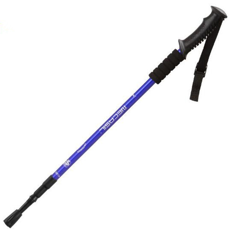 NECASIL Three-section Aluminum Alloy Straight Handle Retractable Trekking Trekking Pole, Three-section (Black), Three-section (Red), Three-section (Blue), Three-section (Silver)