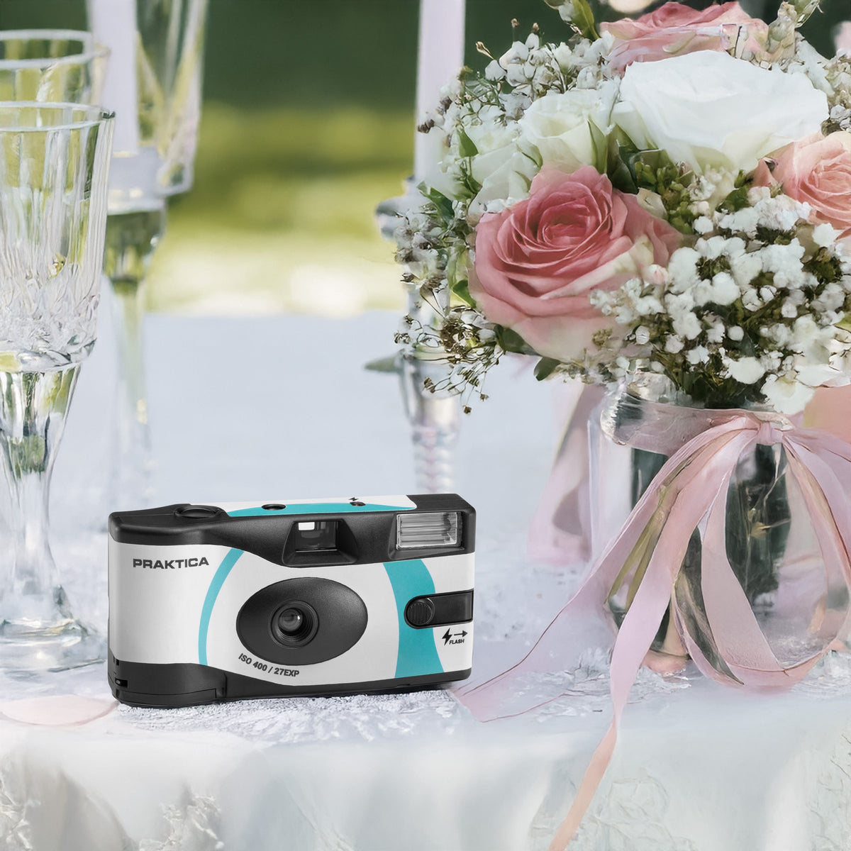 Praktica Single Use Disposable Colour Film Camera with Flash - Blue