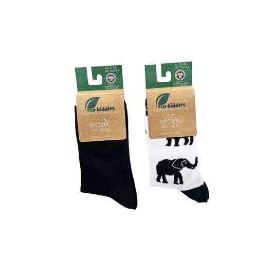 ECO ESSENTIALS ORGANIC COTTON KIDS SOCKS DUO: SCHOOL & SAFARI