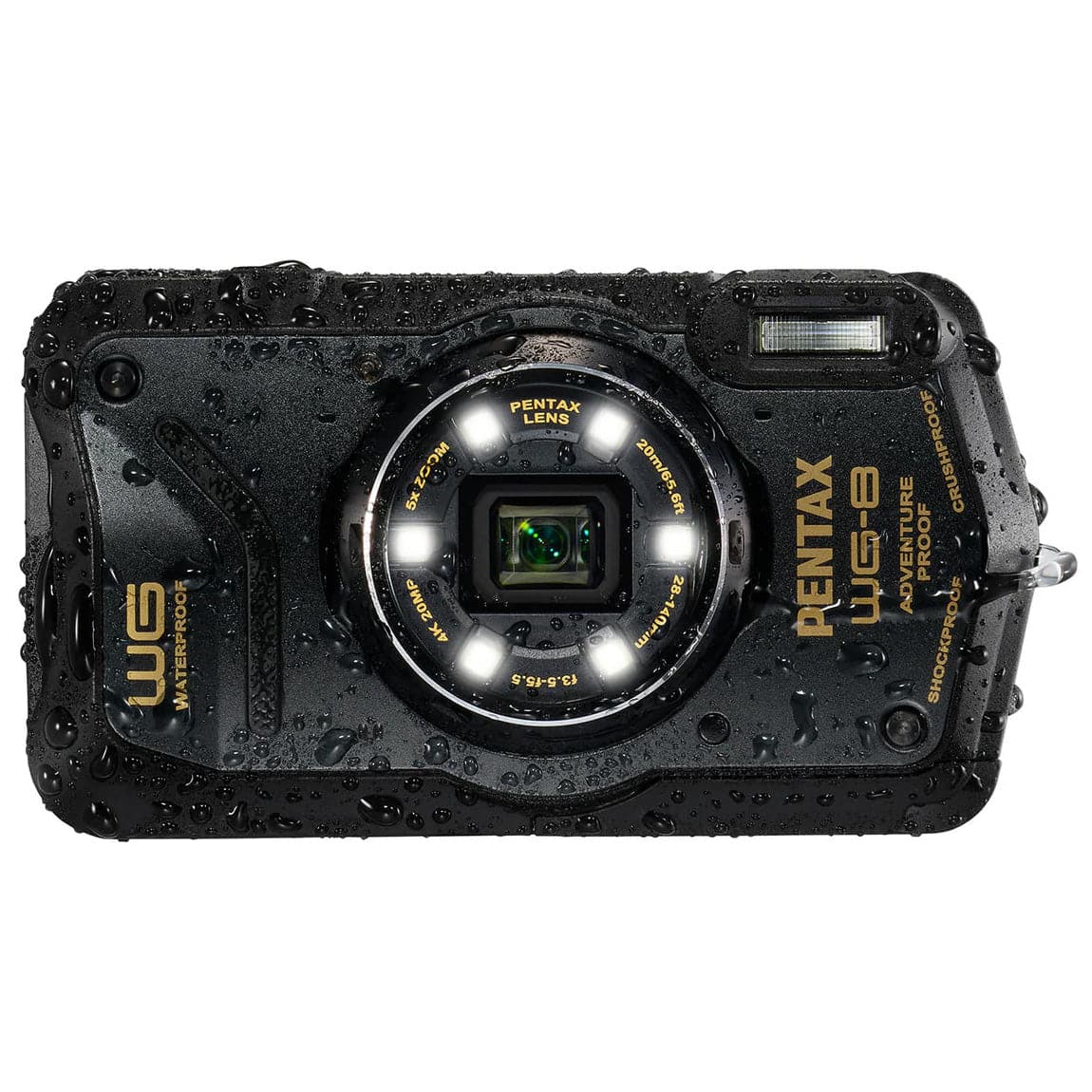 Pentax WG-8 20MP 5x Zoom Tough Compact Camera - Black